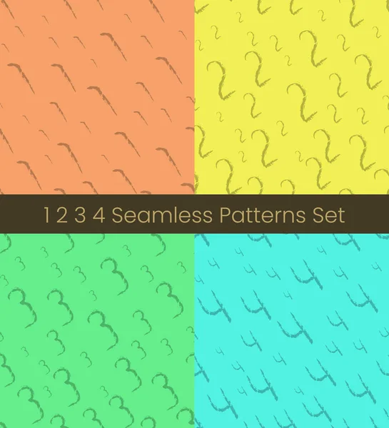 1 2 3 4 nuber seamless pattern set. Числа красочные векторные иллюстрации. Восьмерка — стоковый вектор