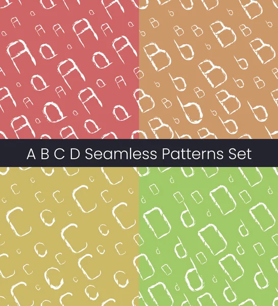 A B C D latin letter seamless pattern set. Алфавит красочная векторная иллюстрация. Восьмерка — стоковый вектор