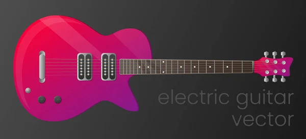 Ρεαλιστική κλίση ηλεκτρική κιθάρα απομονώνονται σε σκούρο φόντο. Τις περισσότερες λεπτομέρειες. Διάνυσμα, επεκτάσιμη και επεξεργάσιμο χρώμα — Διανυσματικό Αρχείο