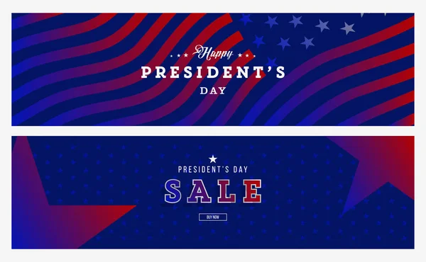President Day Greeting Card Templates Usa Flag Background Set Banners — Stock Vector