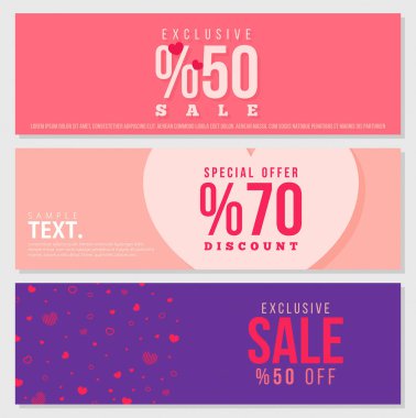 Sevgililer günü indirim vektör çizimler ayarla