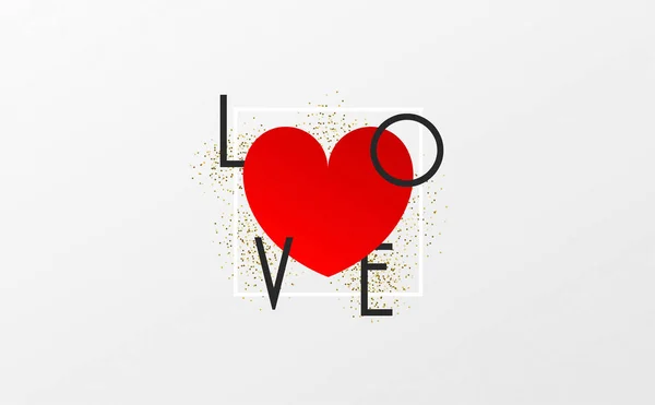 Love Lettering Heart Romantic Vector Poster — Stock Vector