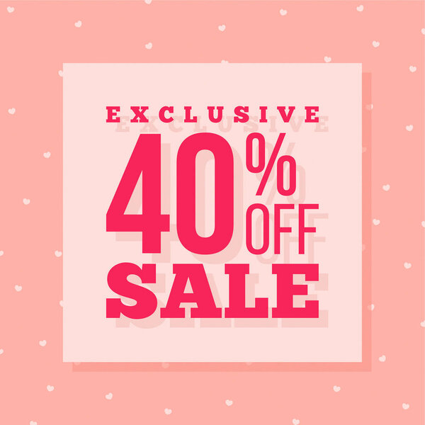 розовая распродажа 40% плакат, векторная иллюстрация
