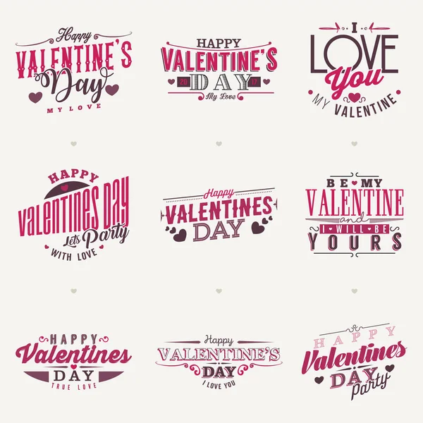 Happy Valentines Day Vector Greeting Cards Set — Stock Vector