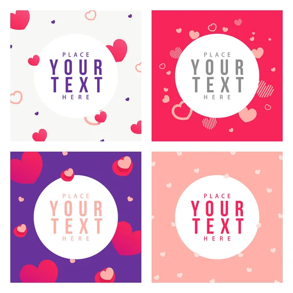 Set Greeting Cards Hearts Copy Space — Stock Vector