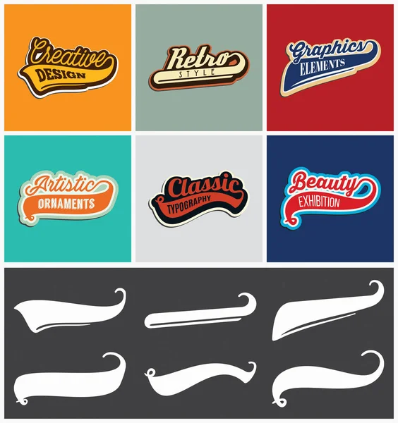 Vector Retro Swooshes Diseño — Vector de stock