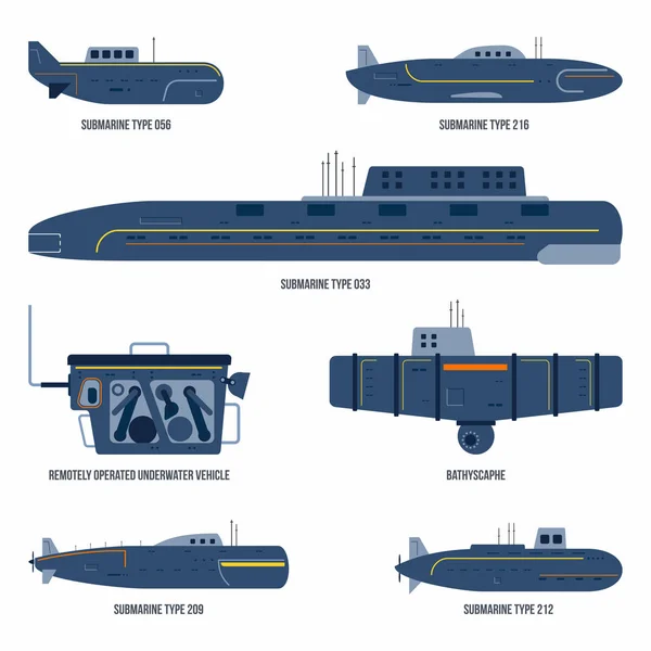 Sous Marins Sur Fond Blanc — Image vectorielle