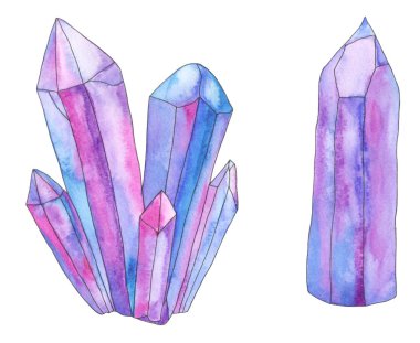 Suluboya kristal Ametist ayarla