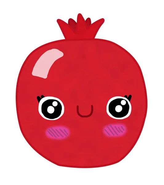 Kawaii Pomegranate Face Smile — Stock Photo, Image