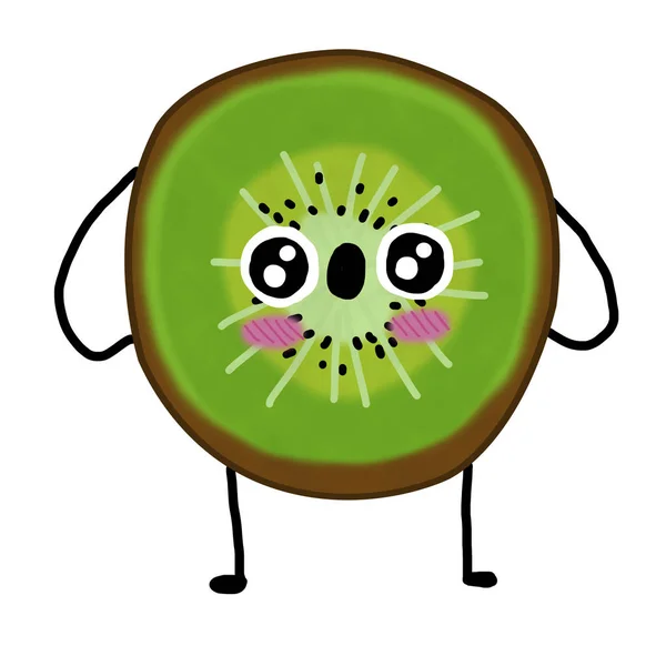 Kiwi Kawaii Con Mani Gambe — Foto Stock