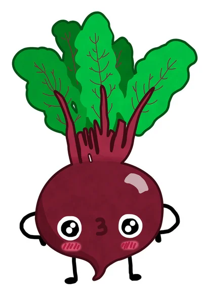 Kawaii Vegetable Beet Face Hands Legs — Stock Photo, Image