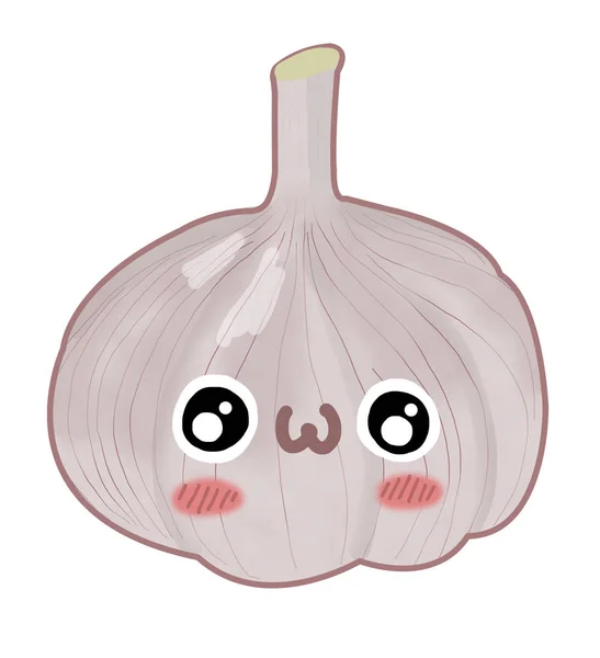 Kawaii Vegetable Garlic Funny Face — Stock Photo, Image