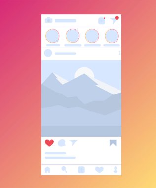 Social media network Instagram interface frame with flat icons. clipart