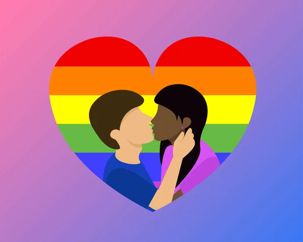 Beso Mujer Hombre Amor Heterosexual Celebración Del Orgullo Lgbt Ilustración — Foto de Stock