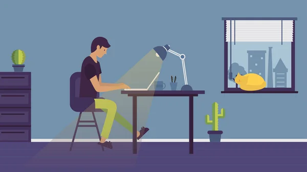 Trabajo desde casa hombre — Vector de stock