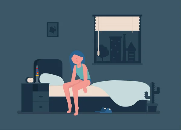 Sommeil femme se réveiller — Image vectorielle