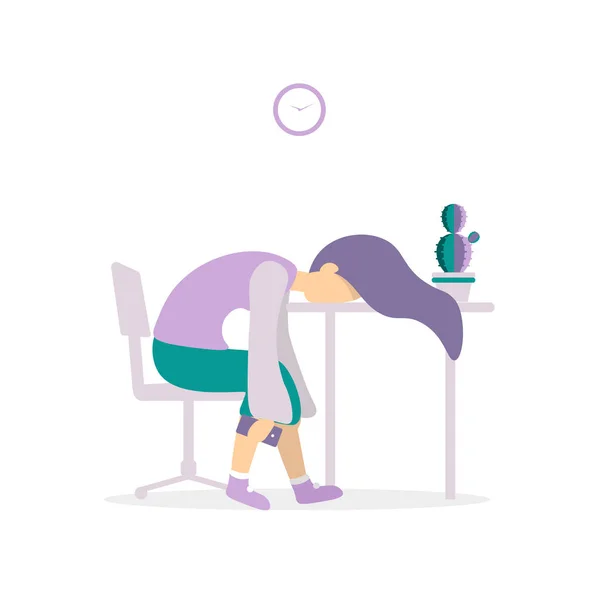 Woman on the table tired — Stock Vector