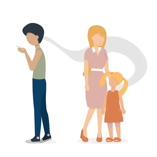 Homme avec cigarette et femme avec enfant version 2 — Image vectorielle