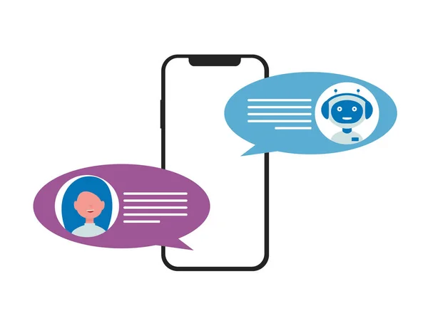Ιδέα Του Τσάμποτ Γυναίκα Chat Bot Συνομιλίας Στο Smartphone Επίπεδη — Διανυσματικό Αρχείο