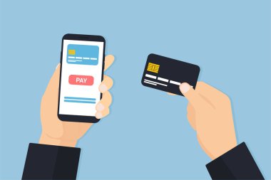 telefon ve kart Ödeme ile eller adam