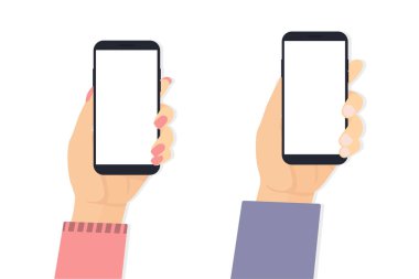 telefon beyaz arka plan ile erkek ve kadın el