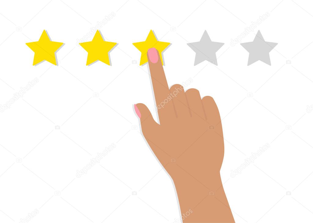 hand woman star rating