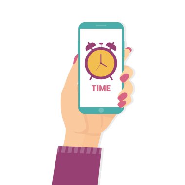 telefon kilidi olan kadın eli (zaman)