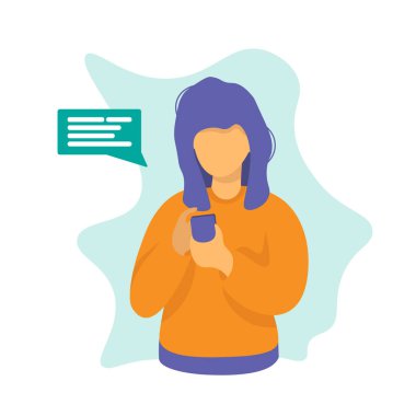 Telefon sohbet konsepti tasarlayan kadın