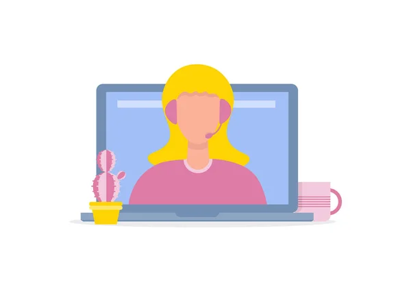 Online consultant vrouw — Stockvector