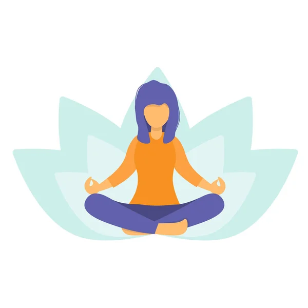 Vrouw yoga lotos stelt — Stockvector