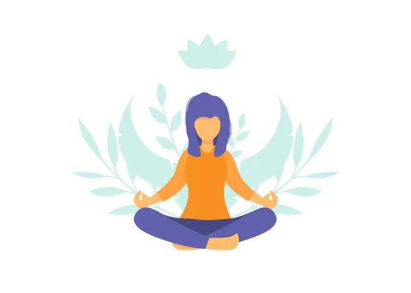 Женщина yoga lotos представляет фон — стоковый вектор