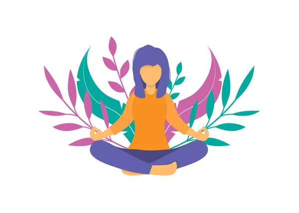 Vrouw yoga lotos stelt achtergrond kleurrijk — Stockvector