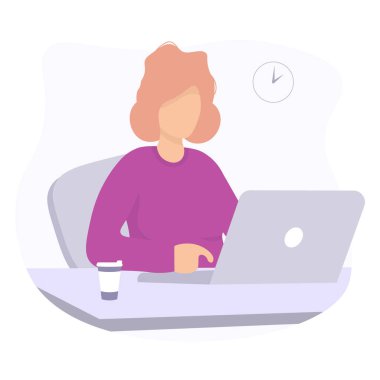 Laptop ve kahve kavramı tasarımı ile kadın