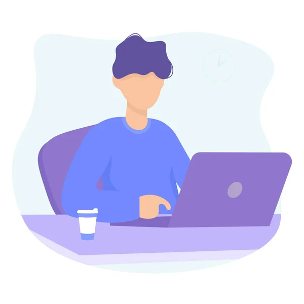 Man with laptop and coffe concept design — Stock Vector