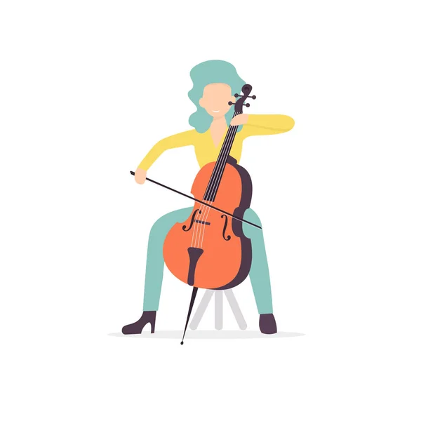 Cello woman character — Stock Vector