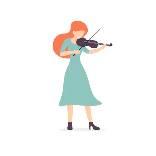 바이올린 여자 캐릭터 — 스톡 벡터