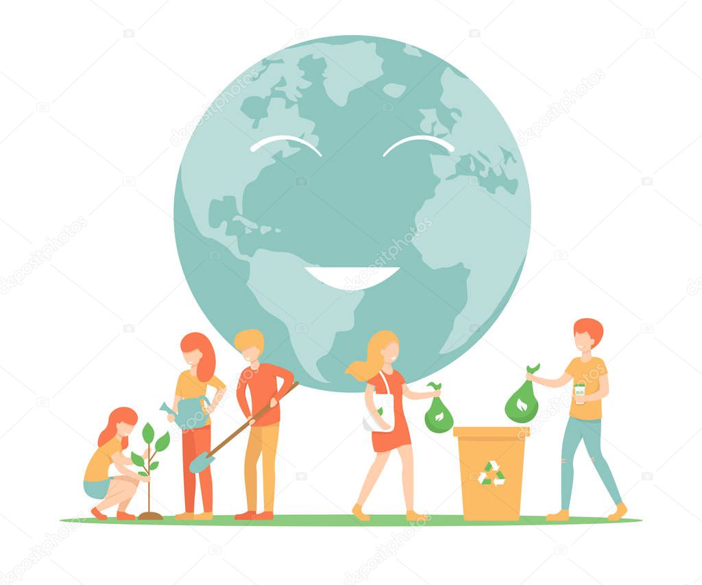 save planet, sort garbage, plant trees