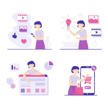 set pazarlama, alışveriş, sosyal medya