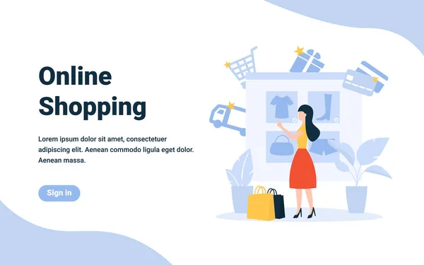 Shopping concept en ligne — Image vectorielle