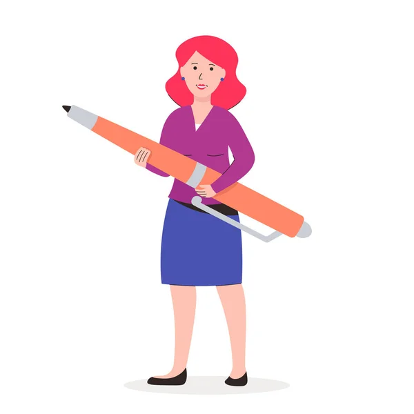 Vrouw met pen — Stockvector