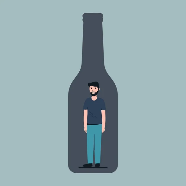 Adicción alcohol hombre — Vector de stock
