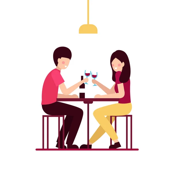 Paar man en vrouw drinken wijn — Stockvector