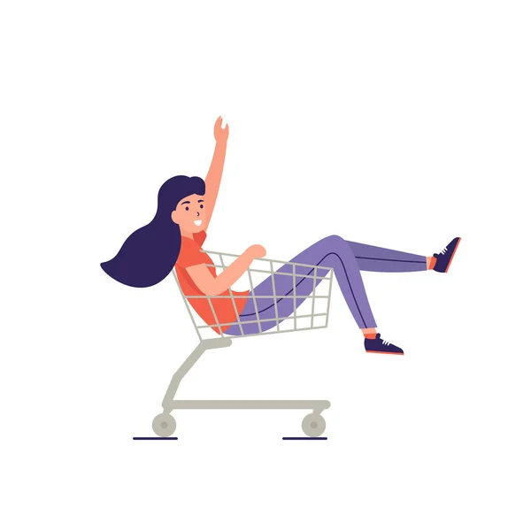 Dívka v vozíku nakupování — Stockový vektor