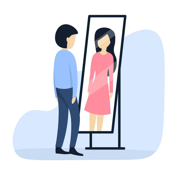 Transgénero mirarse en el espejo — Vector de stock