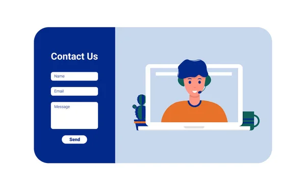 Contáctenos concepto de página web hombre — Archivo Imágenes Vectoriales