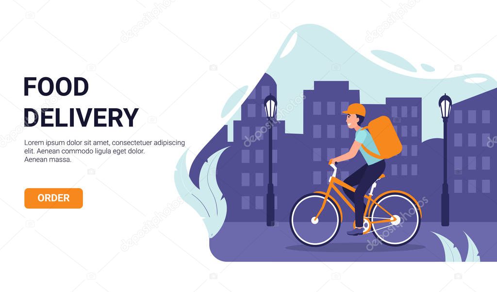food delivery courier on a bicycle concept