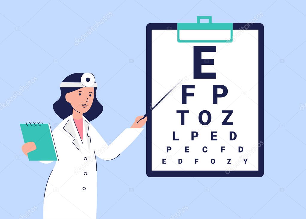 ophthalmologist woman and clipboard table