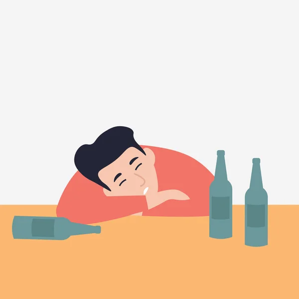 Λιποθυμίες Άνθρωπος Πίνει Μπύρα Στο Μπαρ Επίπεδη Διάνυσμα Κινούμενα Σχέδια — Διανυσματικό Αρχείο