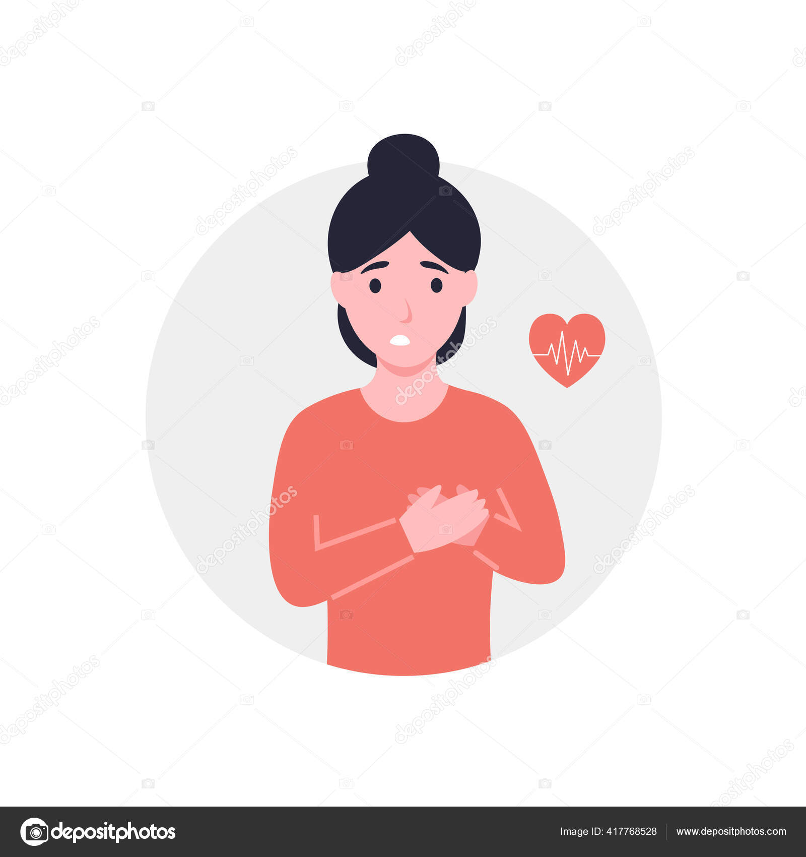 Rapid Pulse Heart Attack Pain Woman Holds Hands Chest Girl Stock Vector Image by ©Natty_Blissful #417768528 Rapid Pulse Heart Attack Pain Woman Holds Hands Chest Girl Stock Vector Image by ©Natty_Blissful #417768528