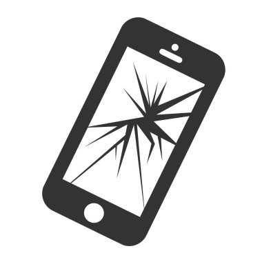 Kırık ekran izole beyaz ile hareket eden smartphone